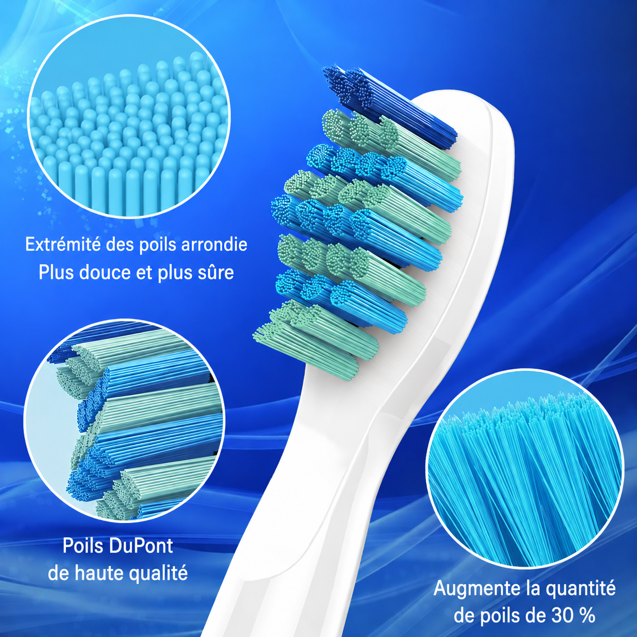 Kit de 5 têtes de rechange FrenchSmile Blanc/Noir